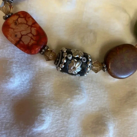Multi Color Stone And Bead Boho Bracelet with Clasp - Picture 5 of 7